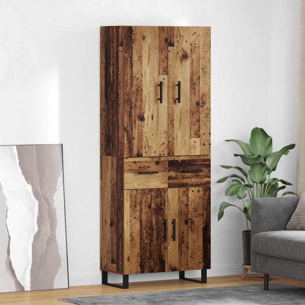 Highboard 69.5x34x180 cm Engineered Wood 2 Doors 2 Drawers Old wood