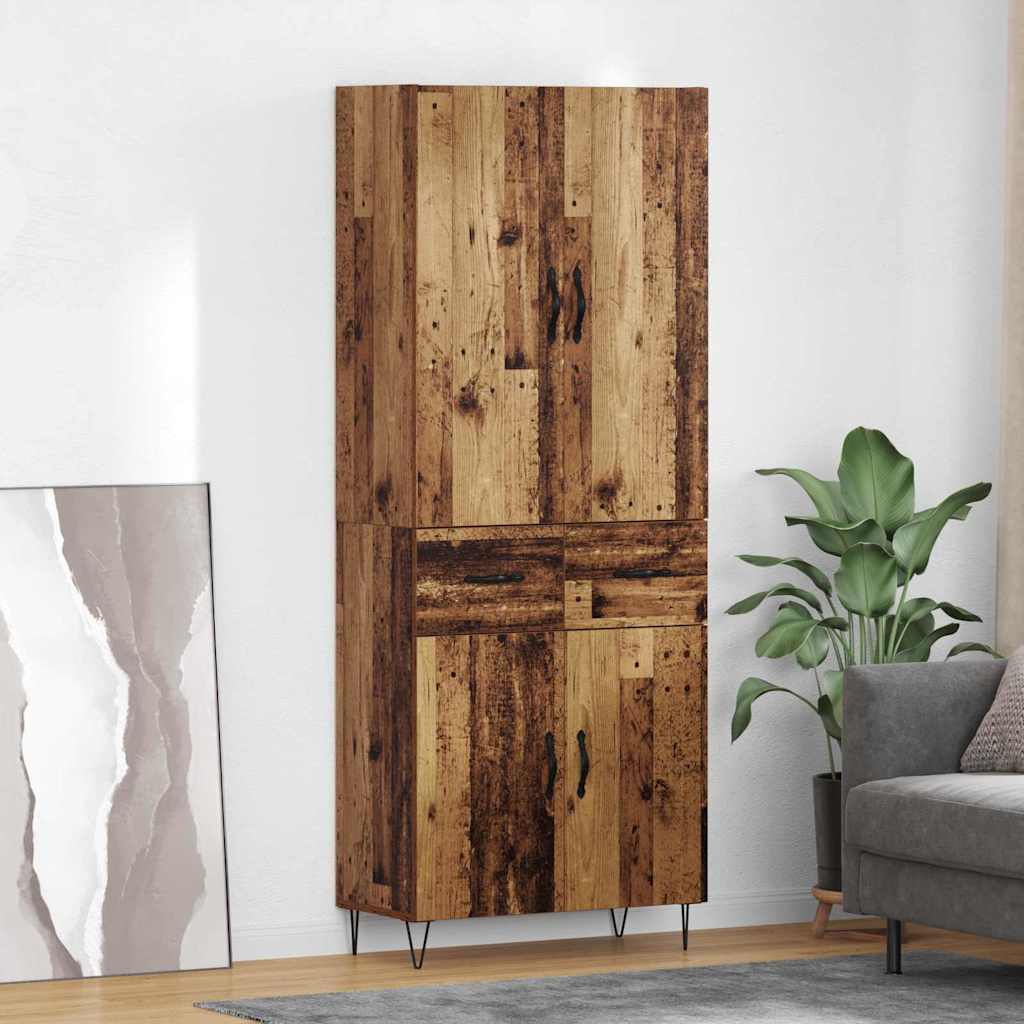 Highboard 69.5x34x180 cm Engineered Wood 2 Doors 2 Drawers Old wood