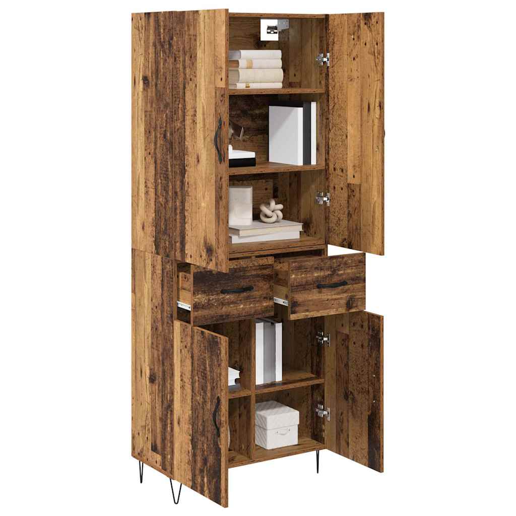 Highboard 69.5x34x180 cm Engineered Wood 2 Doors 2 Drawers Old wood