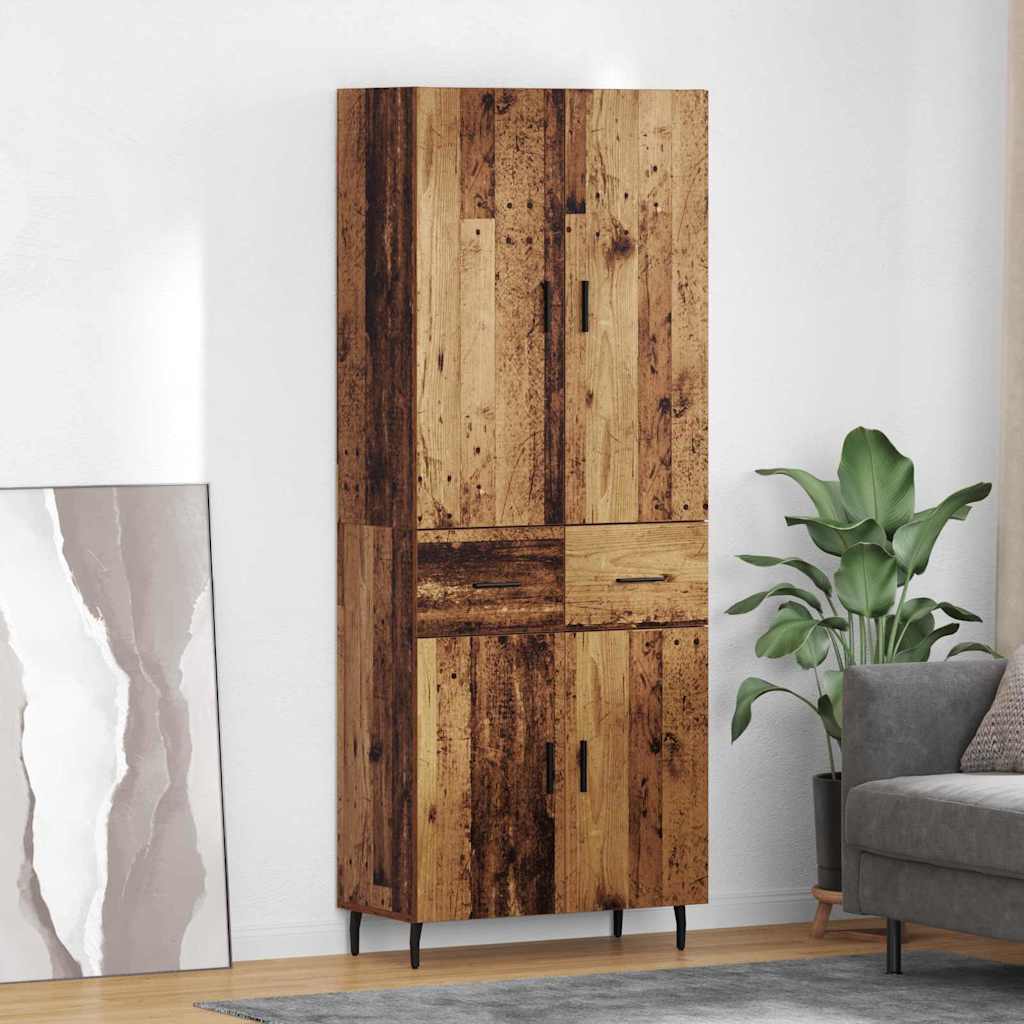 Highboard 69.5x34x180 cm Engineered Wood 2 Doors 2 Drawers Old wood