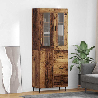 Highboard 69.5x34x180 cm Engineered Wood 1 Door 3 Drawers Old wood