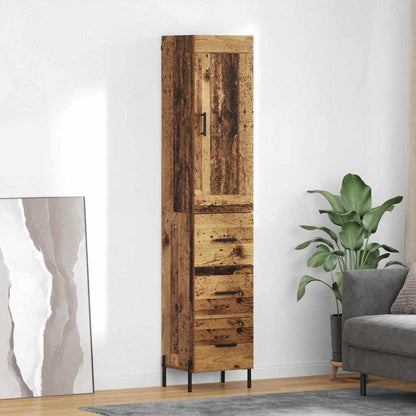 Highboard 34.5x34x180 cm Engineered Wood 3 Drawers Old wood