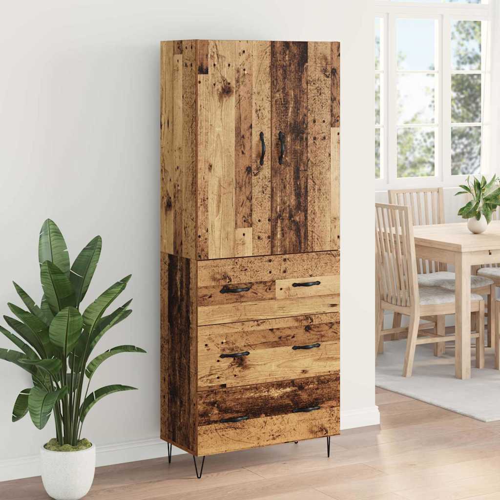 Highboard 69.5x34x180 cm Engineered Wood 3 Drawers Old wood
