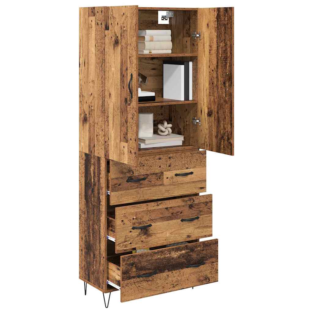 Highboard 69.5x34x180 cm Engineered Wood 3 Drawers Old wood