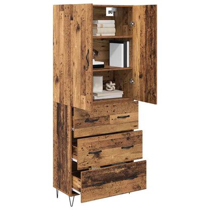 Highboard 69.5x34x180 cm Engineered Wood 3 Drawers Old wood