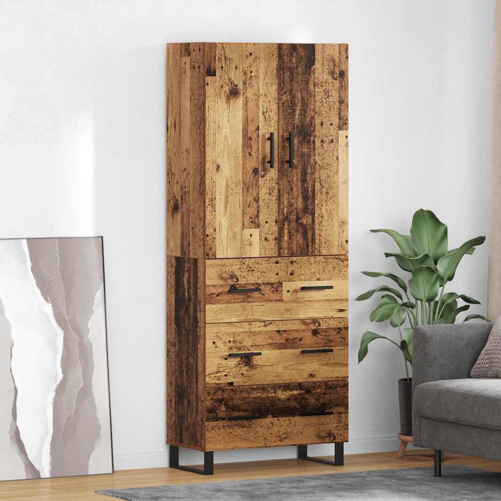Highboard 69.5x34x180 cm Engineered Wood 3 Drawers Old wood