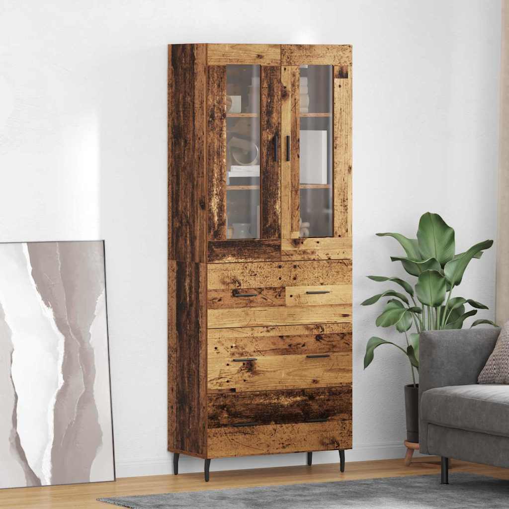 Highboard 69.5x34x180 cm Engineered Wood 3 Drawers Old wood