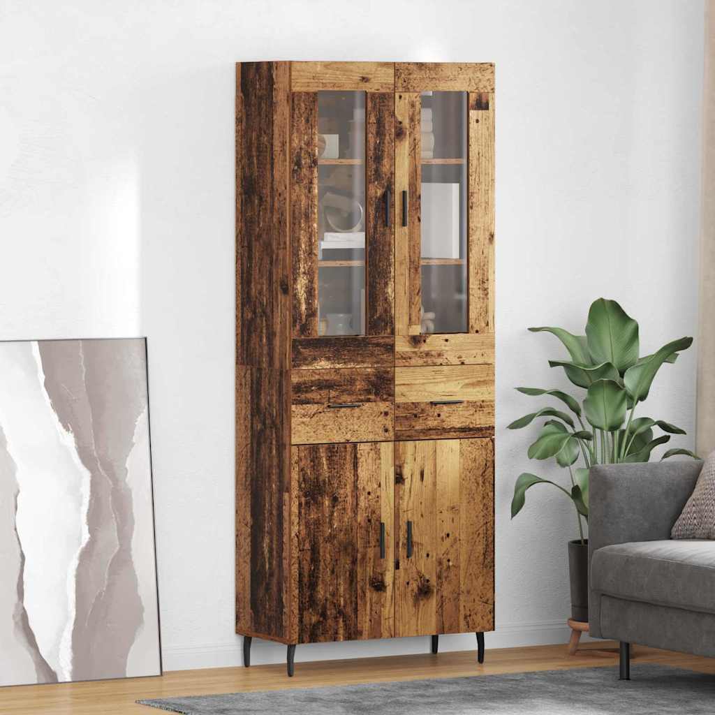 Highboard 69.5x34x180 cm Engineered Wood 2 Doors 2 Drawers Old wood