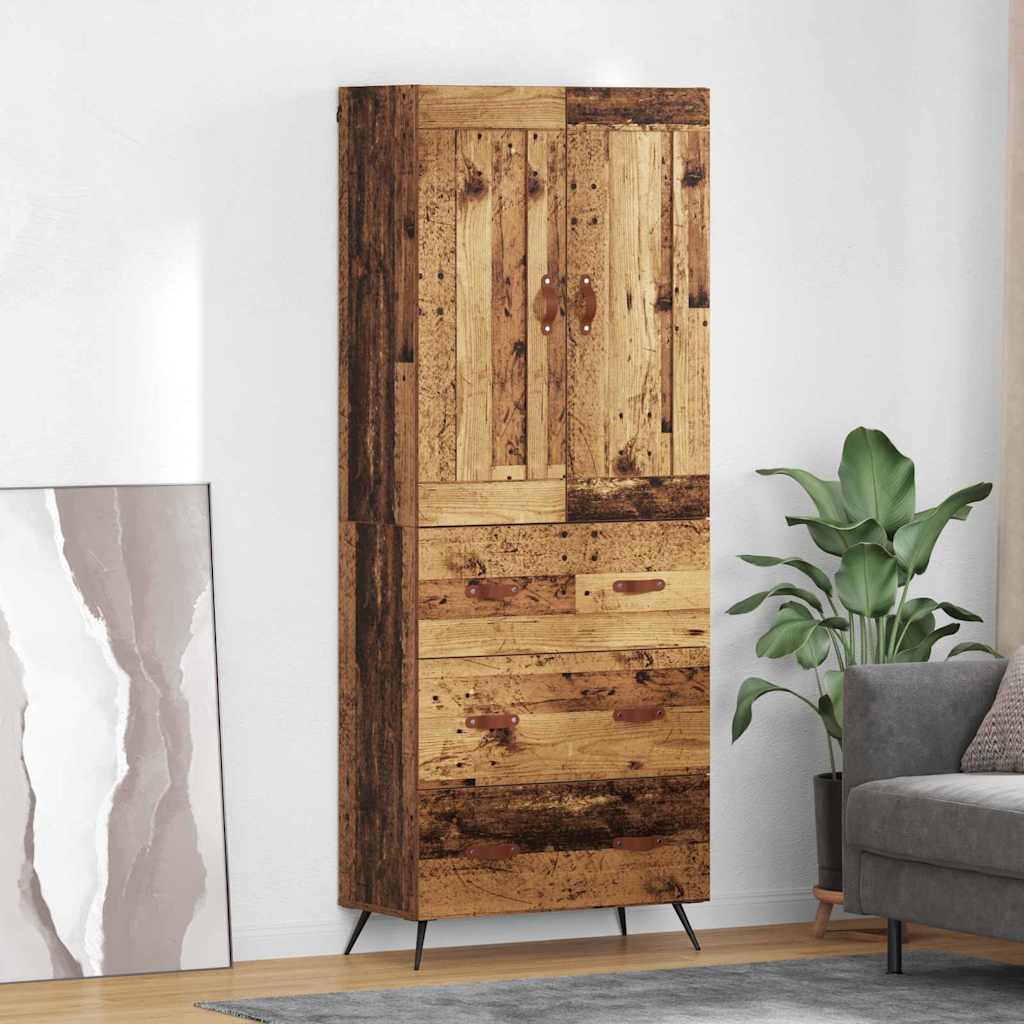 Highboard 69.5x34x180 cm Engineered Wood 3 Drawers Old wood