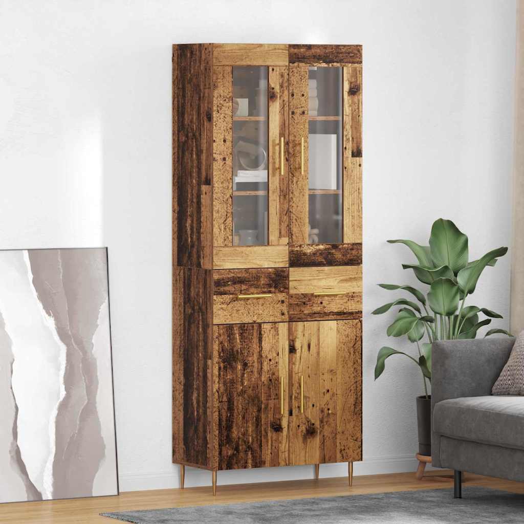 Highboard 69.5x34x180 cm Engineered Wood 2 Doors 2 Drawers Old wood