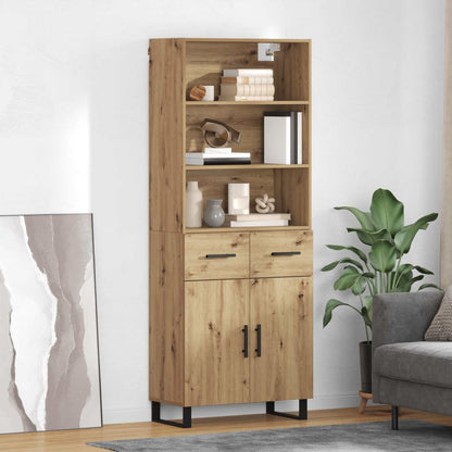 Highboard 69.5x34x180 cm Engineered Wood 2 Doors 2 Drawers Artisan oak