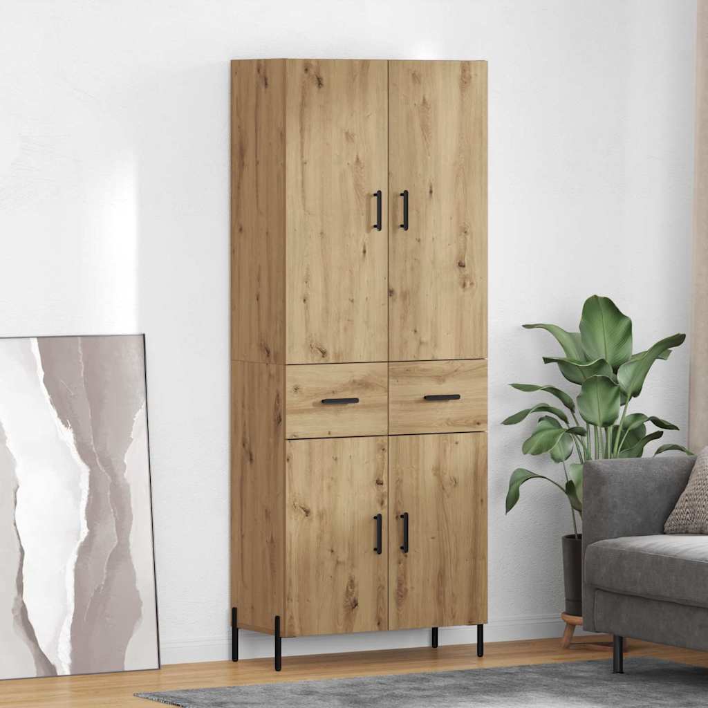 Highboard 69.5x34x180 cm Engineered Wood 2 Doors 2 Drawers Artisan oak