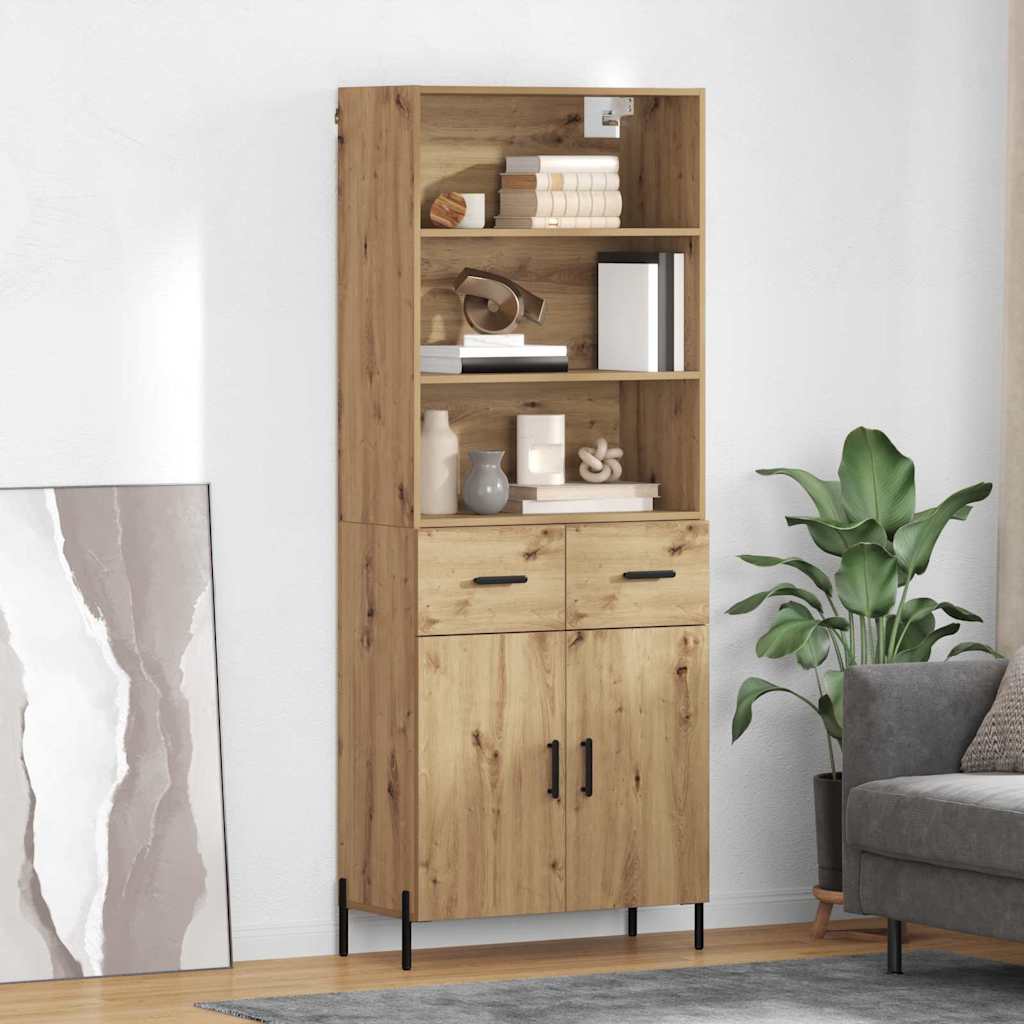 Highboard 69.5x34x180 cm Engineered Wood 2 Doors 2 Drawers Artisan oak