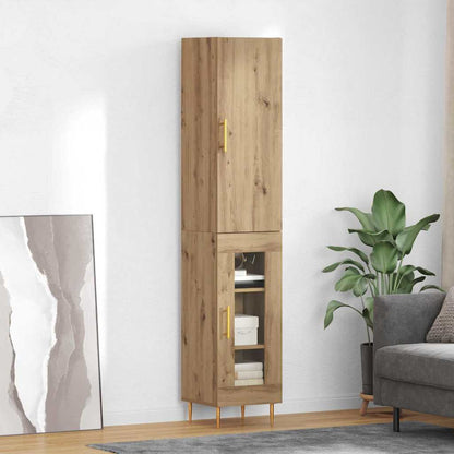 Highboard 34.5x34x180 cm Engineered Wood 1 Glass Door Artisan oak