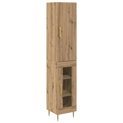 Highboard 34.5x34x180 cm Engineered Wood 1 Glass Door Artisan oak