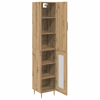 Highboard 34.5x34x180 cm Engineered Wood 1 Glass Door Artisan oak