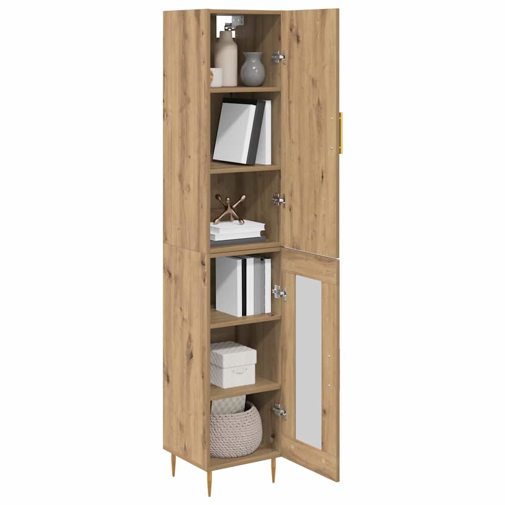 Highboard 34.5x34x180 cm Engineered Wood 1 Glass Door Artisan oak