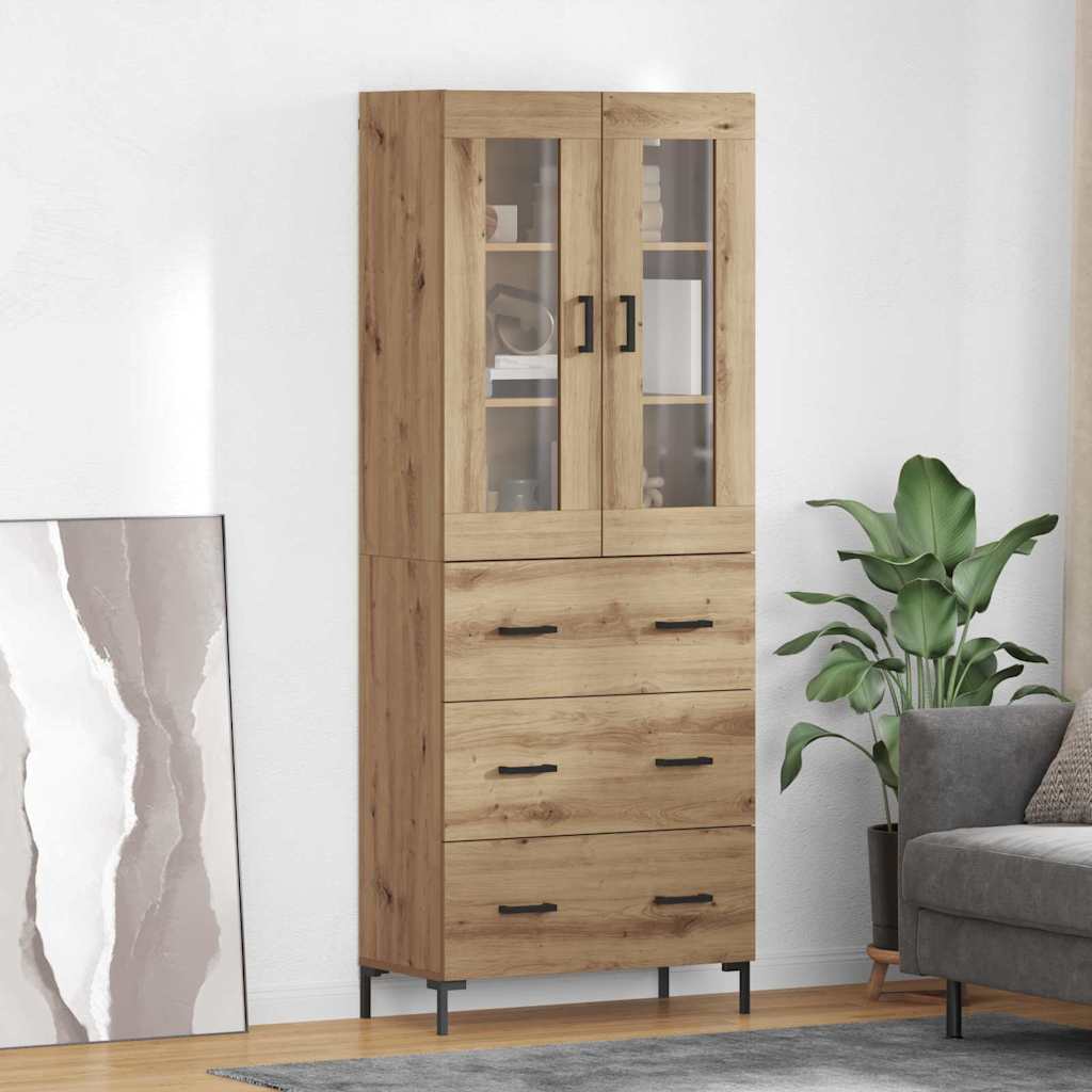 Highboard 69.5x34x180 cm Engineered Wood 3 Drawers Artisan oak