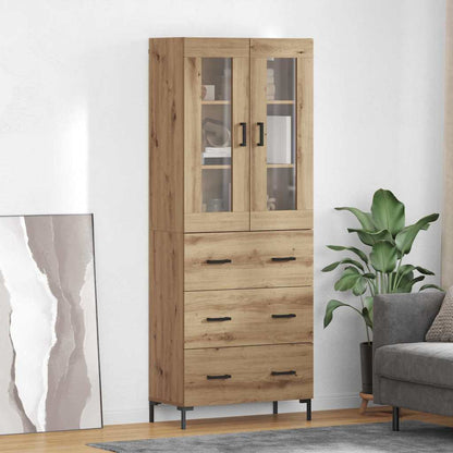 Highboard 69.5x34x180 cm Engineered Wood 3 Drawers Artisan oak