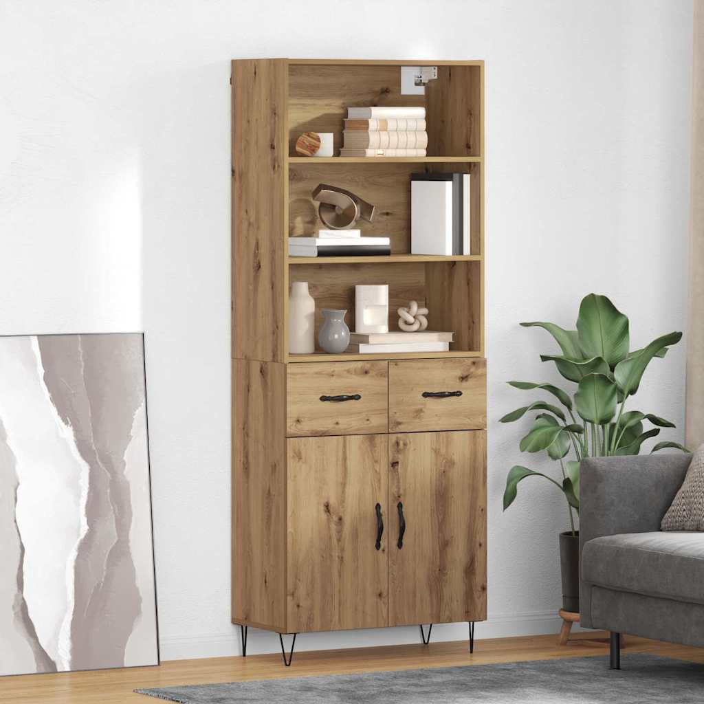 Highboard 69.5x34x180 cm Engineered Wood 2 Doors 2 Drawers Artisan oak