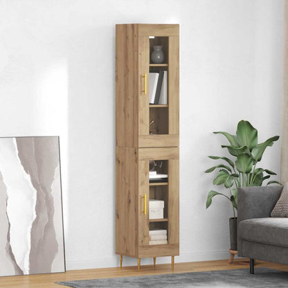 Highboard 34.5x34x180 cm Engineered Wood 1 Glass Door Artisan oak