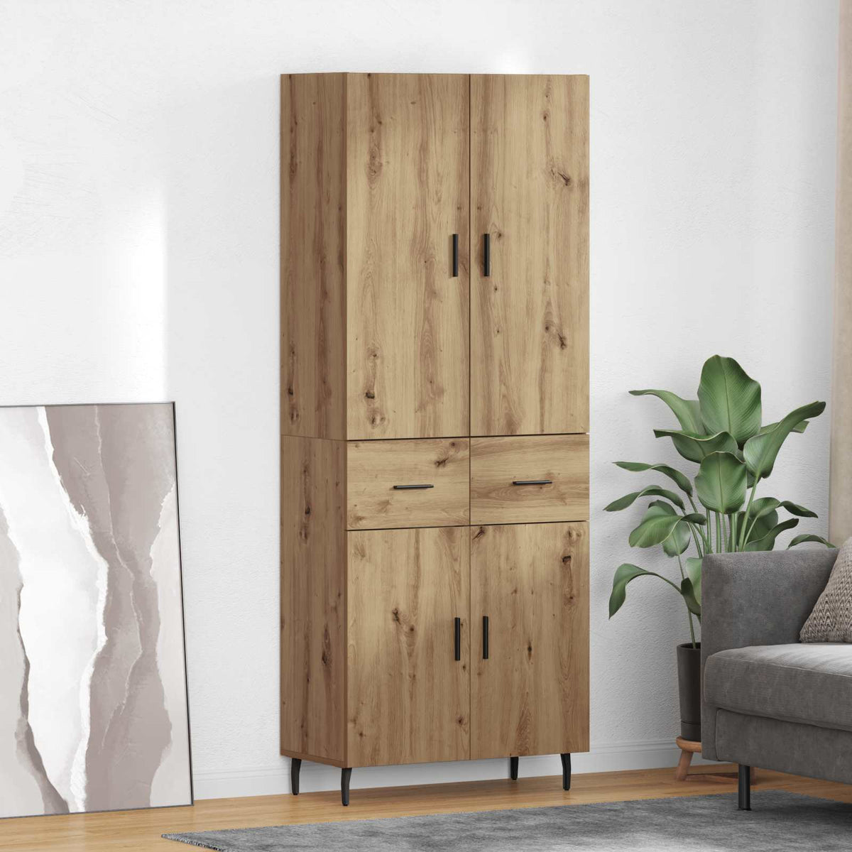 Highboard 69.5x34x180 cm Engineered Wood 2 Doors 2 Drawers Artisan oak