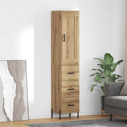 Highboard 34.5x34x180 cm Engineered Wood 3 Drawers Artisan oak