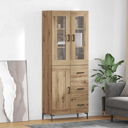 Highboard 69.5x34x180 cm Engineered Wood 1 Wood Door 3 Drawers Artisan oak