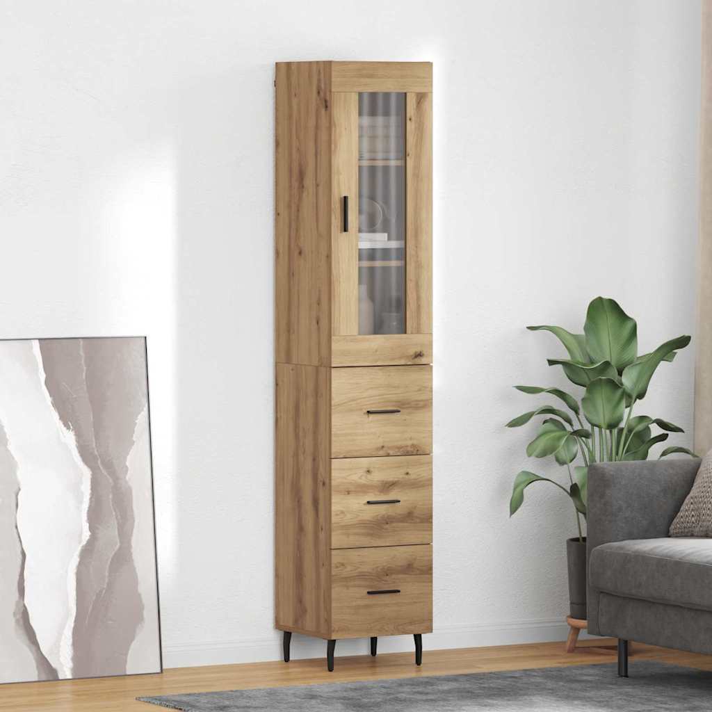 Highboard 34.5x34x180 cm Engineered Wood 3 Drawers Artisan oak