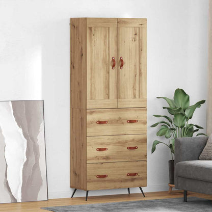 Highboard 69.5x34x180 cm Engineered Wood 3 Drawers Artisan oak