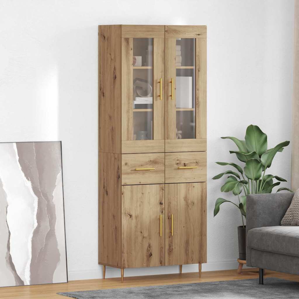 Highboard 69.5x34x180 cm Engineered Wood 2 Doors 2 Drawers Artisan oak