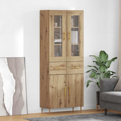 Highboard 69.5x34x180 cm Engineered Wood 2 Doors 2 Drawers Artisan oak