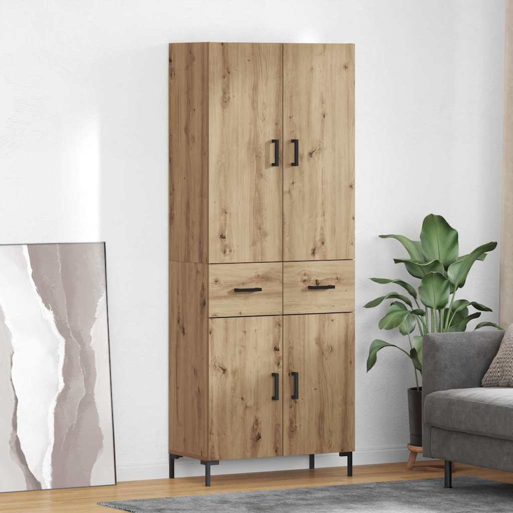 Highboard 69.5x34x180 cm Engineered Wood 2 Doors 2 Drawers Artisan oak