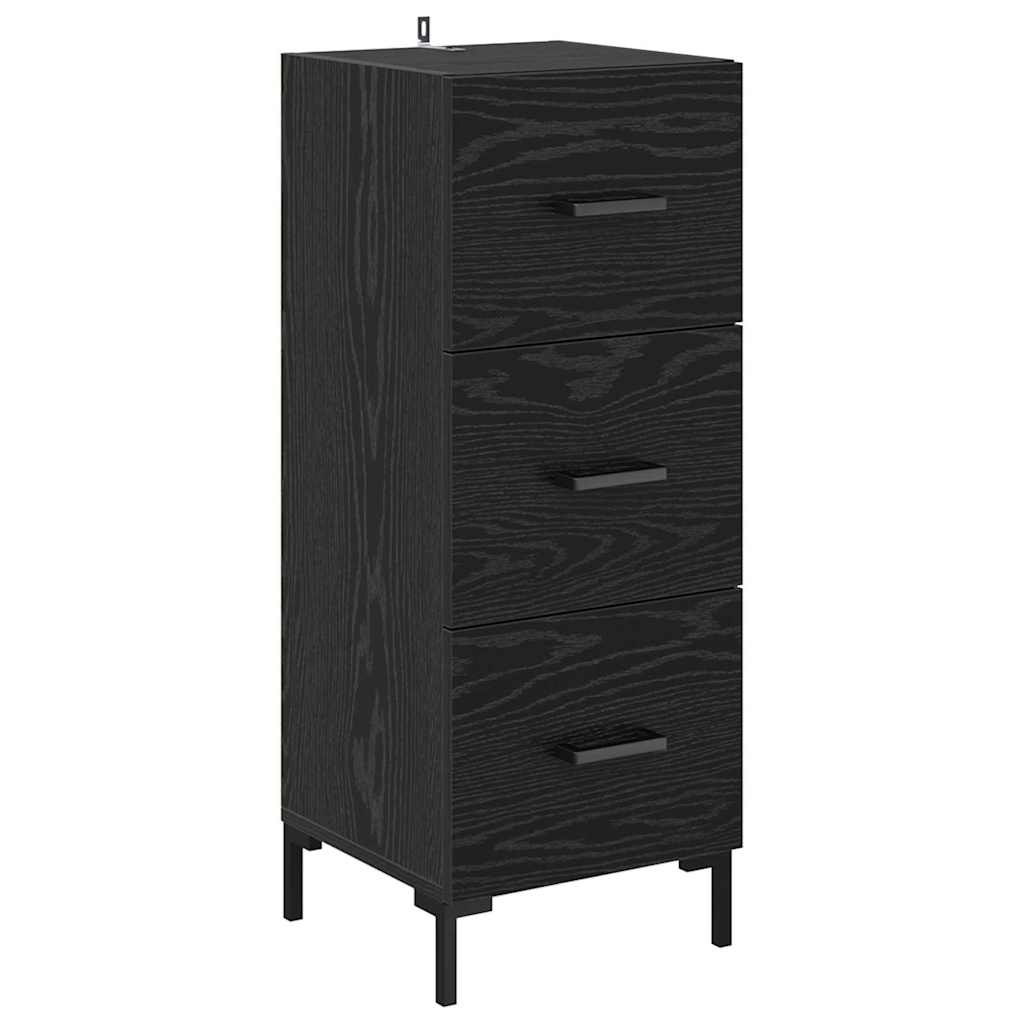 Highboard 34.5x34x180 cm Engineered Wood 3 Drawers Black oak
