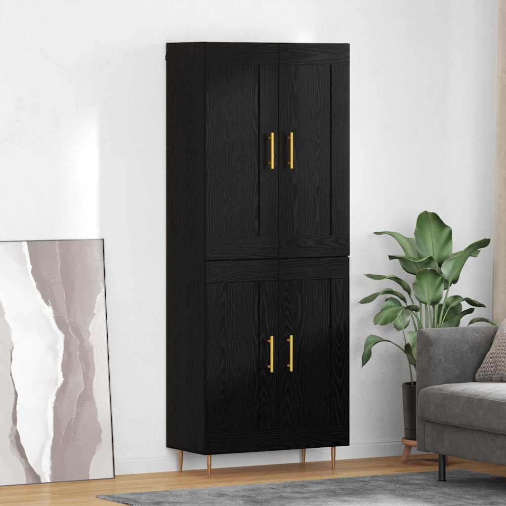 Highboard 69.5x34x180 cm Engineered Wood 2 Wood Doors Black oak