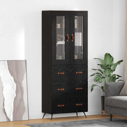 Highboard 69.5x34x180 cm Engineered Wood 3 Drawers Black oak