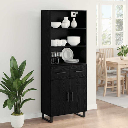 Highboard 69.5x34x180 cm Engineered Wood 2 Doors 2 Drawers Black oak