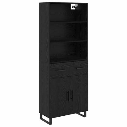 Highboard 69.5x34x180 cm Engineered Wood 2 Doors 2 Drawers Black oak