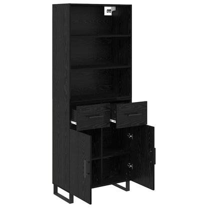 Highboard 69.5x34x180 cm Engineered Wood 2 Doors 2 Drawers Black oak