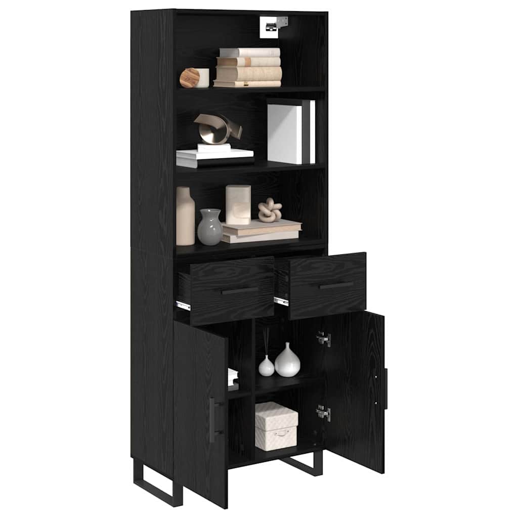 Highboard 69.5x34x180 cm Engineered Wood 2 Doors 2 Drawers Black oak