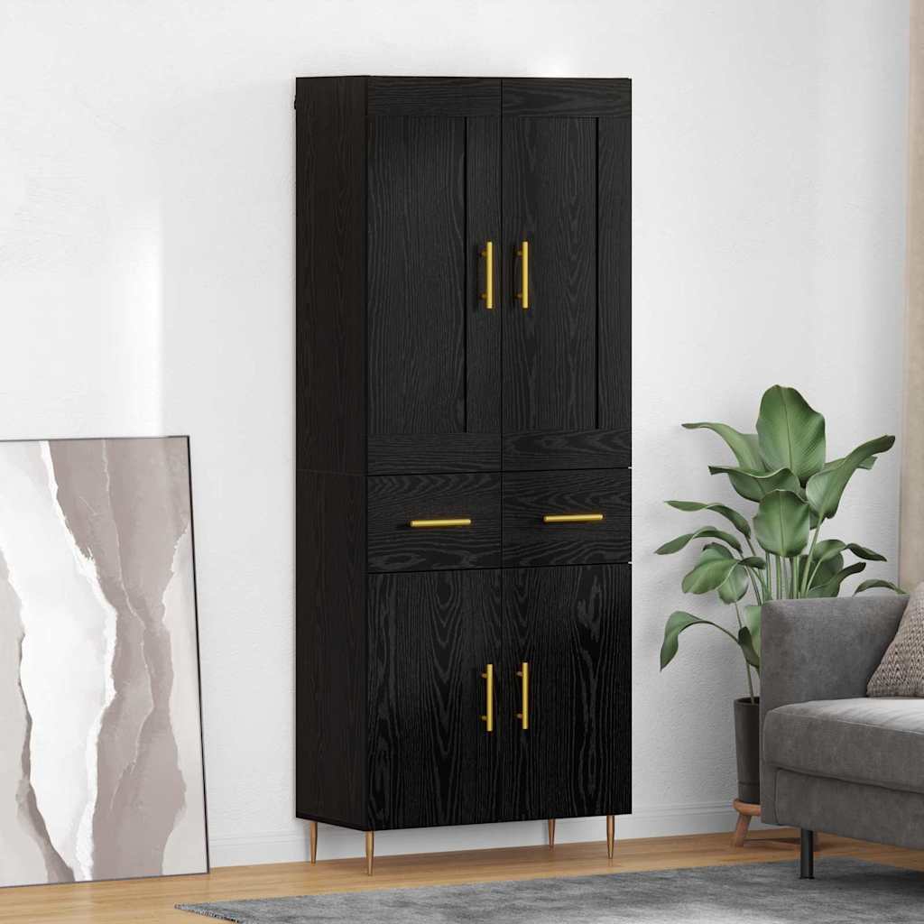 Highboard 69.5x34x180 cm Engineered Wood 2 Doors 2 Drawers Black oak