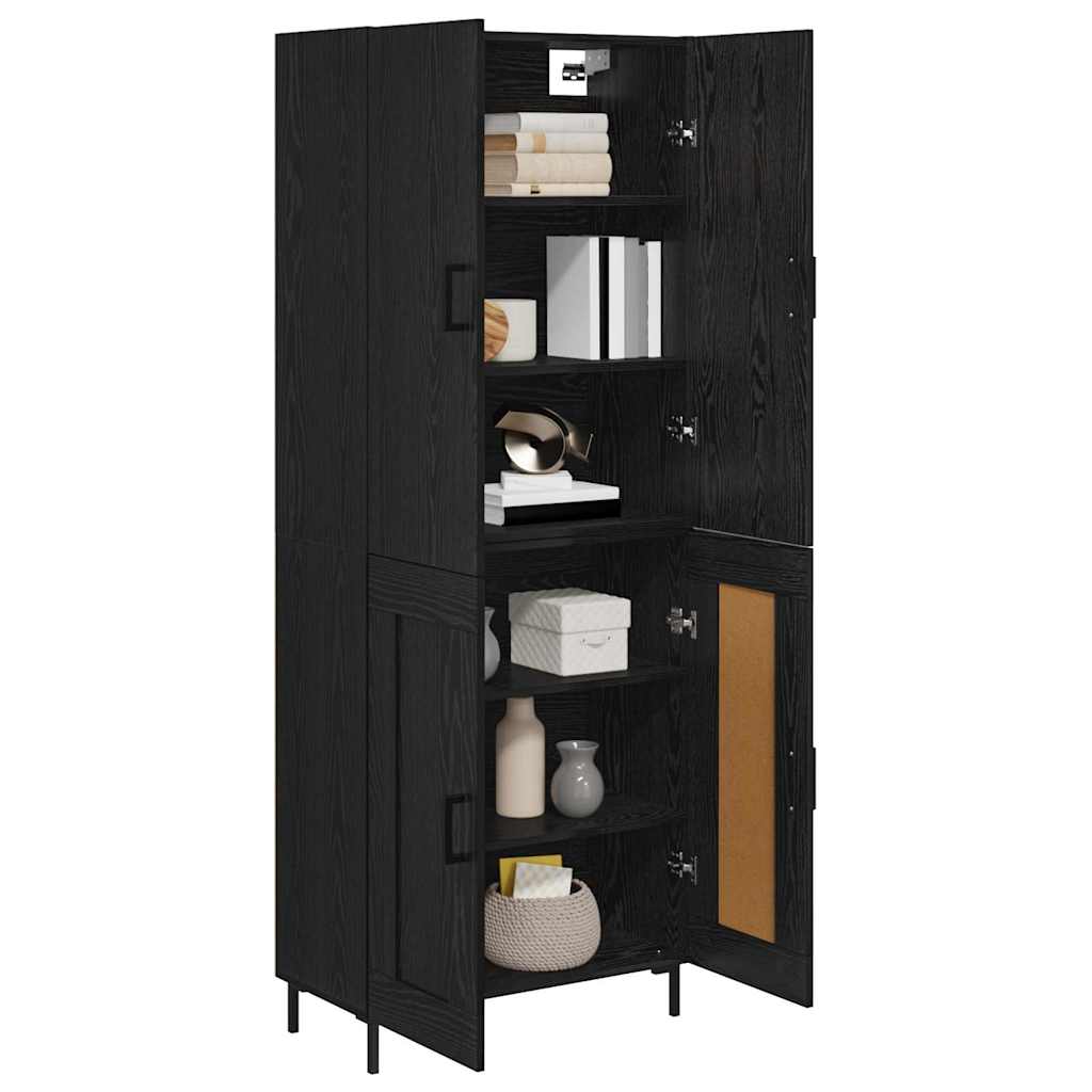 Highboard 69.5x34x180 cm Engineered Wood 2 Wood Doors Black oak