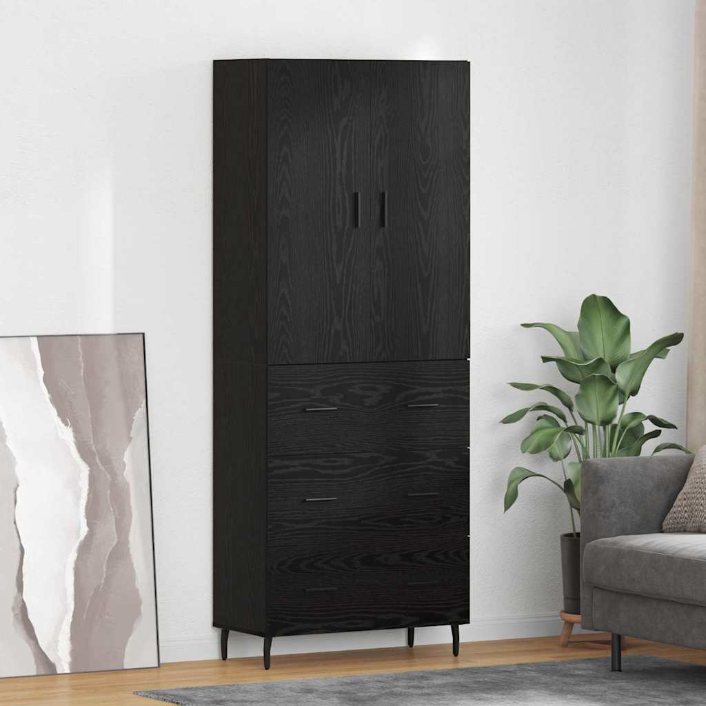 Highboard 69.5x34x180 cm Engineered Wood 3 Drawers Black oak