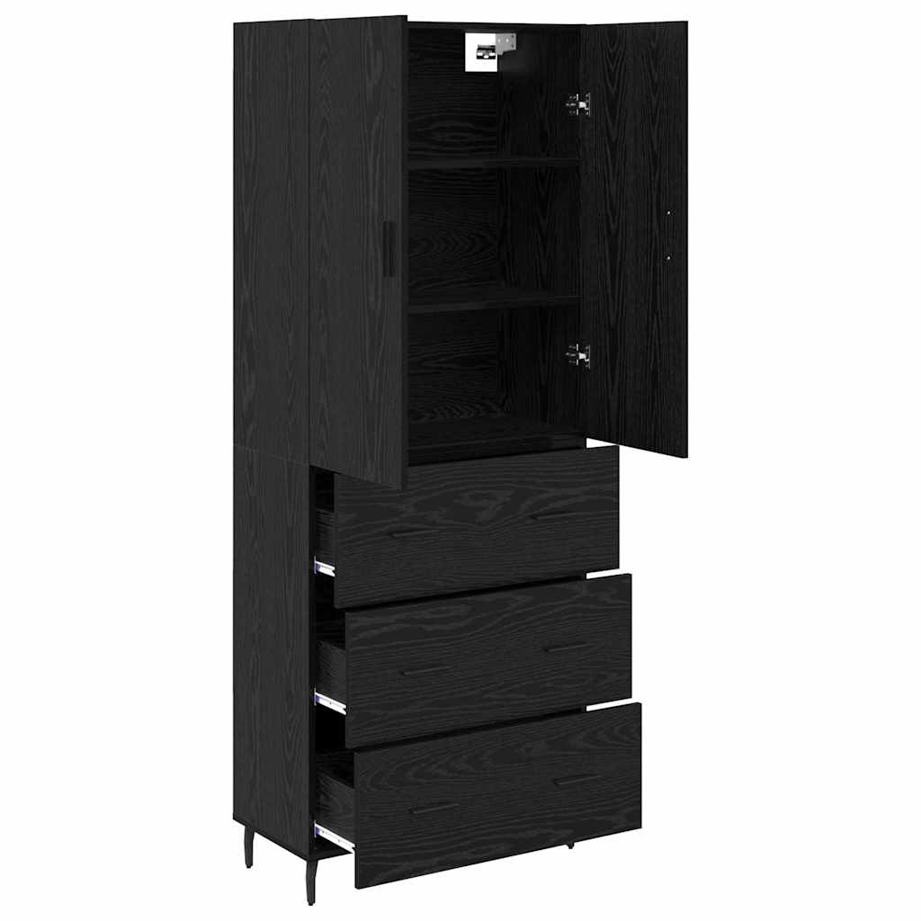 Highboard 69.5x34x180 cm Engineered Wood 3 Drawers Black oak