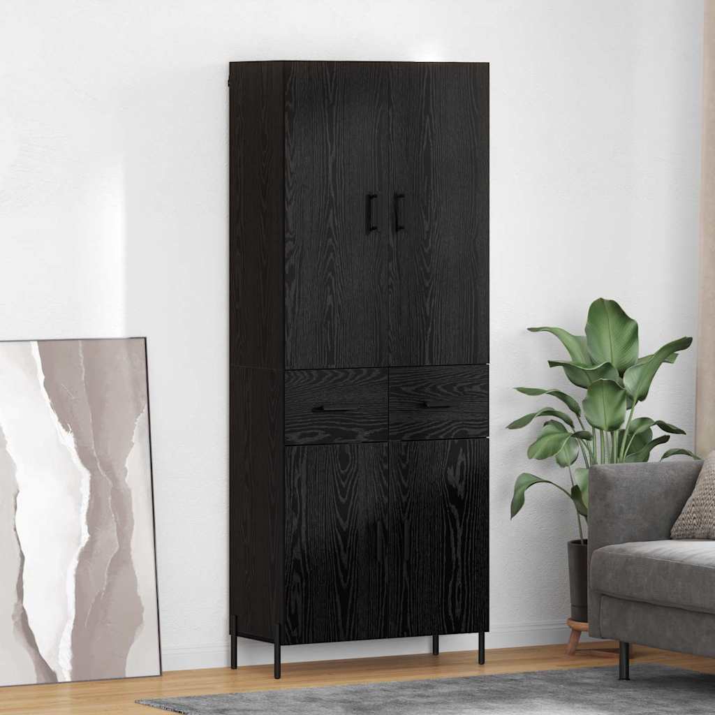 Highboard 69.5x34x180 cm Engineered Wood 2 Doors 2 Drawers Black oak