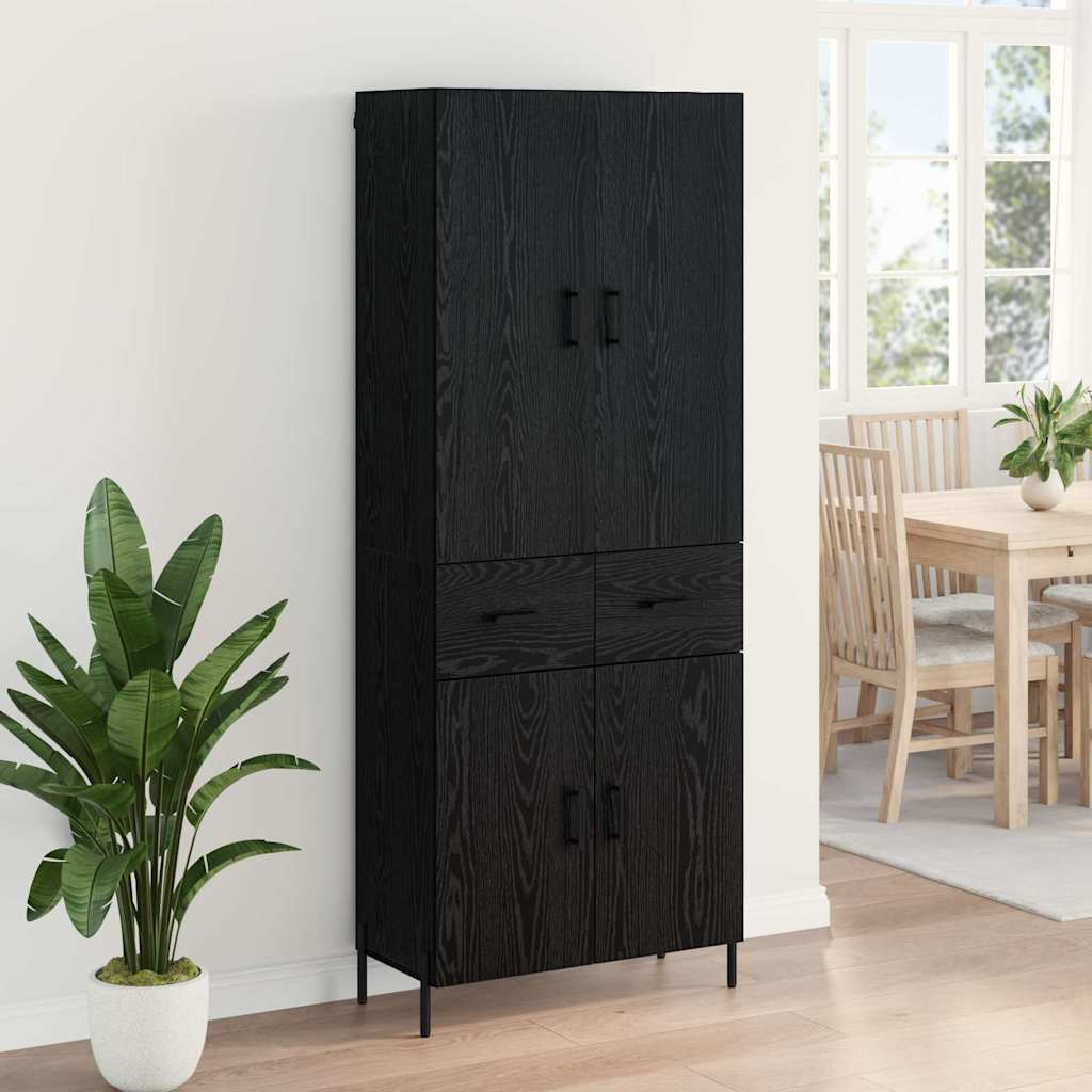 Highboard 69.5x34x180 cm Engineered Wood 2 Doors 2 Drawers Black oak