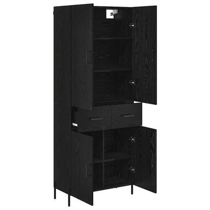 Highboard 69.5x34x180 cm Engineered Wood 2 Doors 2 Drawers Black oak