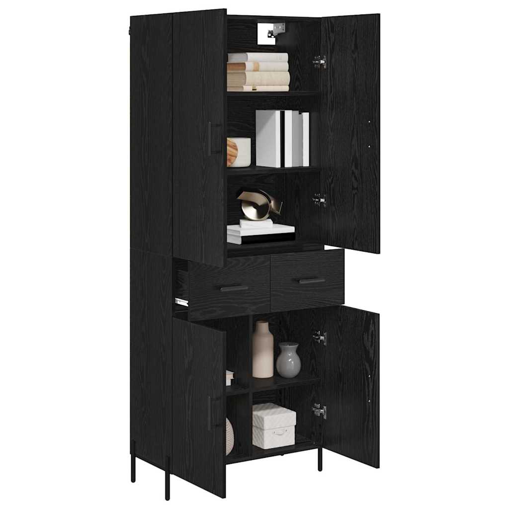 Highboard 69.5x34x180 cm Engineered Wood 2 Doors 2 Drawers Black oak