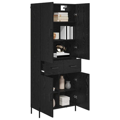 Highboard 69.5x34x180 cm Engineered Wood 2 Doors 2 Drawers Black oak