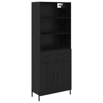 Highboard 69.5x34x180 cm Engineered Wood 2 Doors 2 Drawers Black oak